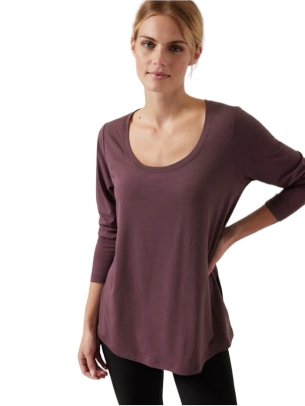 Athleta Stratus II Top Women’s XL Purple Long Sleeve Scoop Neck